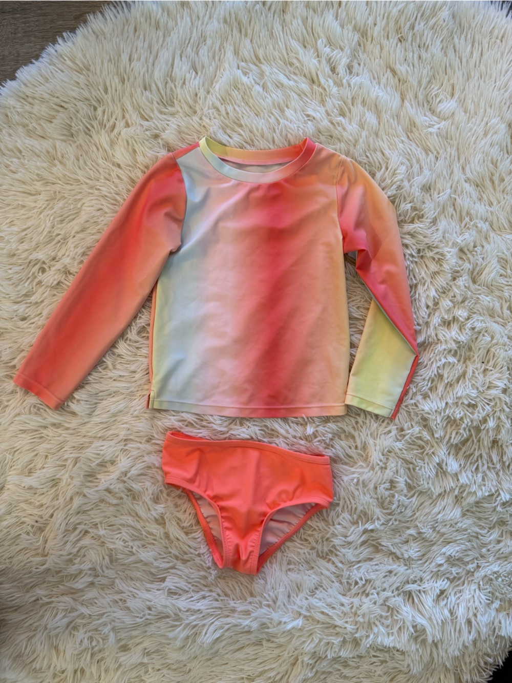 GAP Girls Gradient Long-Sleeve Rashguard Set in Coral, Yellow, Mint